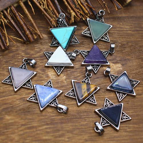 Gemstone Pendants Jewelry Natural Stone with Brass & Zinc Alloy DIY Sold By PC