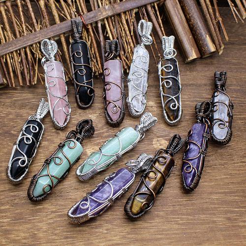 Gemstone Pendants Jewelry Natural Stone with Brass & Zinc Alloy DIY Sold By PC