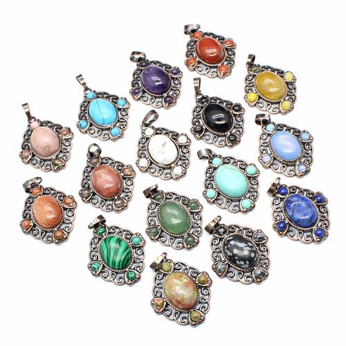 Gemstone Pendants Jewelry Natural Stone with Brass & Zinc Alloy DIY Sold By PC