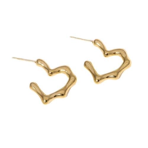 Stainless Steel Stud Earrings 304 Stainless Steel Heart plated fashion jewelry & for woman Sold By Pair