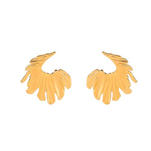 Stainless Steel Stud Earrings 304 Stainless Steel Leaf plated fashion jewelry & for woman Sold By Pair