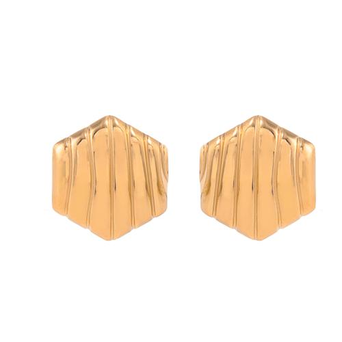 Stainless Steel Stud Earrings 304 Stainless Steel Hexagon plated fashion jewelry & for woman Sold By Pair