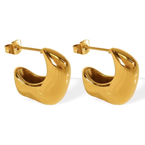 Stainless Steel Stud Earrings 304 Stainless Steel 18K gold plated fashion jewelry & for woman Sold By Pair