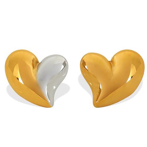 Stainless Steel Stud Earrings 304 Stainless Steel Heart plated fashion jewelry & for woman Sold By Pair