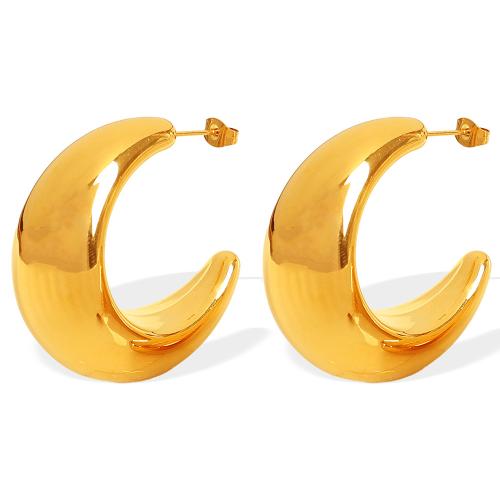 Stainless Steel Stud Earrings 304 Stainless Steel plated fashion jewelry & for woman golden Sold By Pair