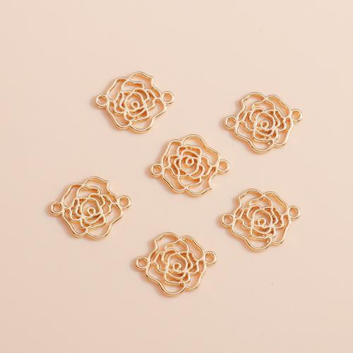 Fleur Zinc Alloy connecteur, alliage de zinc, Rose, Placage, DIY & boucle de 1/1, 50PC/sac, Vendu par sac