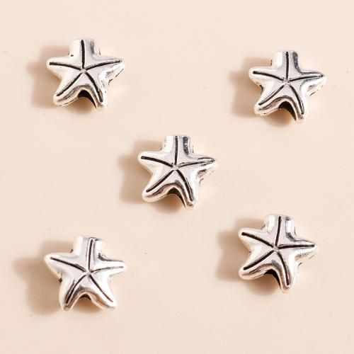 Zinc Alloy Animal Beads Starfish plated DIY Sold By Bag