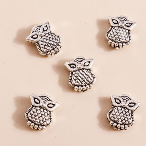 Zinc Alloy Animal Beads Owl plated DIY Sold By Bag