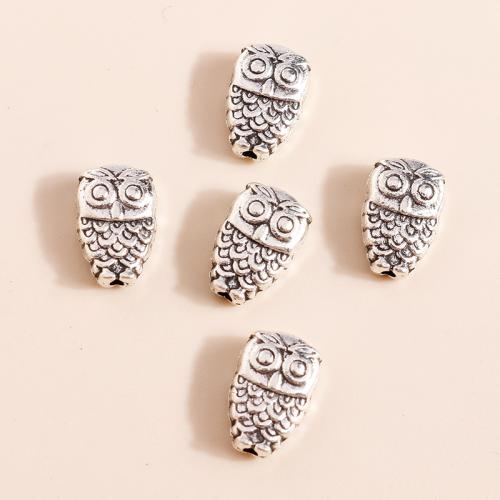 Zinc Alloy Animal Beads Owl plated DIY Sold By Bag