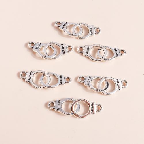 Zinc Alloy Connector Handcuffs plated DIY & 1/1 loop Sold By Bag