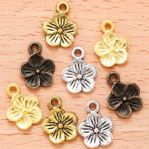 Sinc Alloy Flower Pendants, plátáilte, DIY, dathanna níos mó le haghaidh rogha, 15x11mm, 100ríomhairí pearsanta/Mála, Díolta De réir Mála