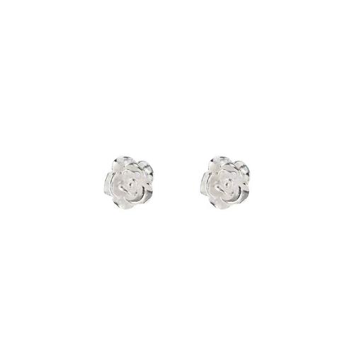 925 Sterling Sølv Stud Earring, Rose, platineret, forskellige stilarter for valg & for kvinde, 10x10mm, Solgt af par