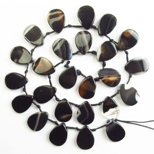 Φυσικό χάντρες Agate Lace, δαντέλα αχάτη, Teardrop, DIY, μαύρος, 13x18mm, Sold Per Περίπου 38 cm Strand