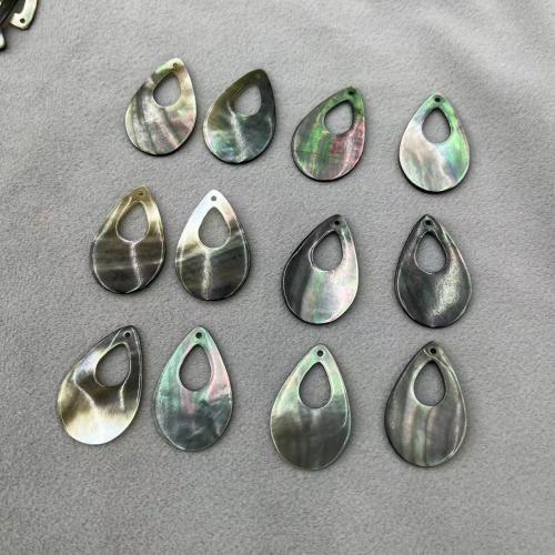 Natural Black Shell Pendler, Sea Shell, Teardrop, du kan DIY & hule, sort, 17x27mm, Solgt af PC