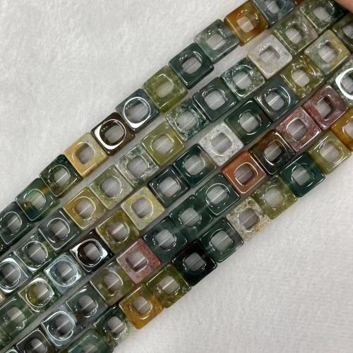 Gemstone Jewelry Beads Natural Stone Square DIY & hollow nickel lead & cadmium free 10mm Approx Sold By Strand