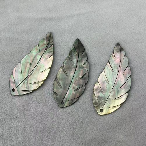 Pendants Dubh Shell Nádúrtha, Farraige Shell, Leaf, DIY, dubh, 25x60mm, Díolta De réir PC