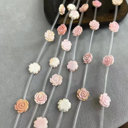 Natural Freshwater Shell Beads Rose Carved DIY 12mm Sold By PC