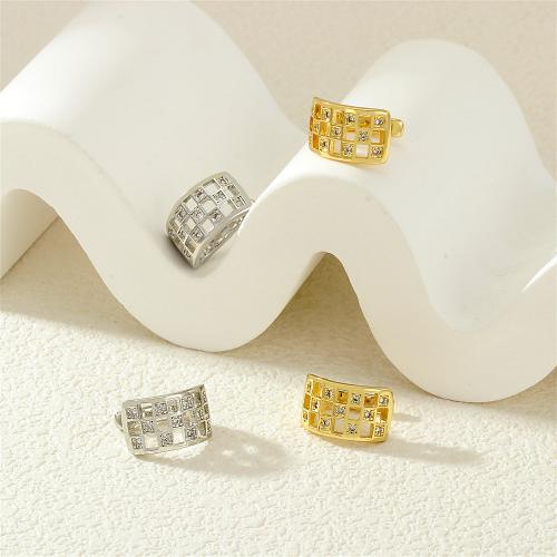 Cubic Zirconia Micro Pave Latão Brinco, cobre, banhado, joias de moda & micro pavimento em zircônia cúbica & para mulher, Mais cores pare escolha, níquel, chumbo e cádmio livre, 9x15mm, vendido por par