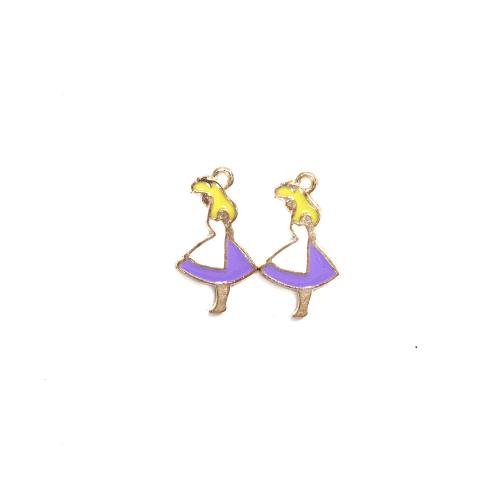 Zinc Alloy Enamel Pendants Girl gold color plated DIY Sold By Bag