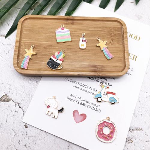 Zinc Alloy Enamel Pendants gold color plated DIY Sold By Bag