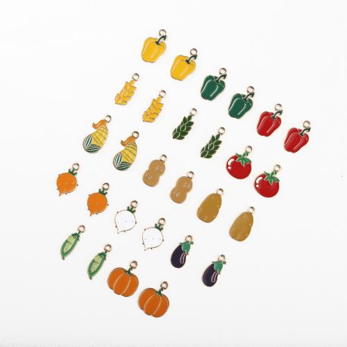 Zinc Alloy Enamel Pendants food shape gold color plated DIY Sold By Bag