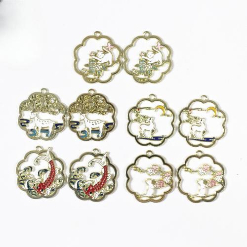 Zinc Alloy Enamel Pendants gold color plated DIY Sold By Bag