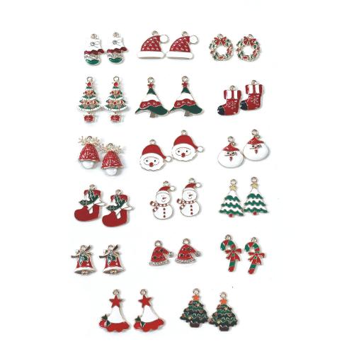 Pendentifs Noël en alliage de zinc, Placage de couleur d'or, Conception de Noël & DIY & styles différents pour le choix & émail, plus de couleurs à choisir, 100PC/sac, Vendu par sac