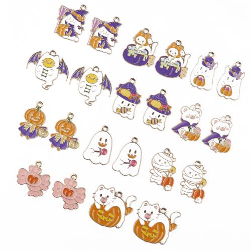 Pendant Halloween Fashion, alliage de zinc, Placage de couleur d'or, DIY & styles différents pour le choix & émail, plus de couleurs à choisir, 100PC/sac, Vendu par sac