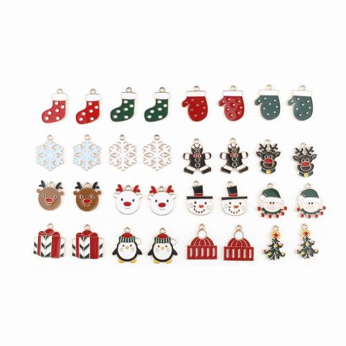 Pendentifs Noël en alliage de zinc, Placage de couleur d'or, DIY & styles différents pour le choix & émail, plus de couleurs à choisir, 100PC/sac, Vendu par sac