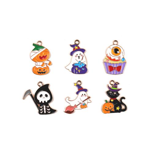 Pendant Halloween Fashion, alliage de zinc, Placage de couleur d'or, DIY & styles différents pour le choix & émail, plus de couleurs à choisir, 100PC/sac, Vendu par sac