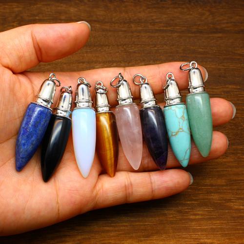 Gemstone Pendants Jewelry Natural Stone with Brass & Zinc Alloy DIY Sold By PC