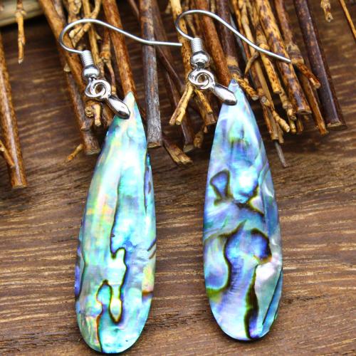 Shell Earrings Abalone Shell with Brass & Zinc Alloy fashion jewelry mixed colors Sold By Pair