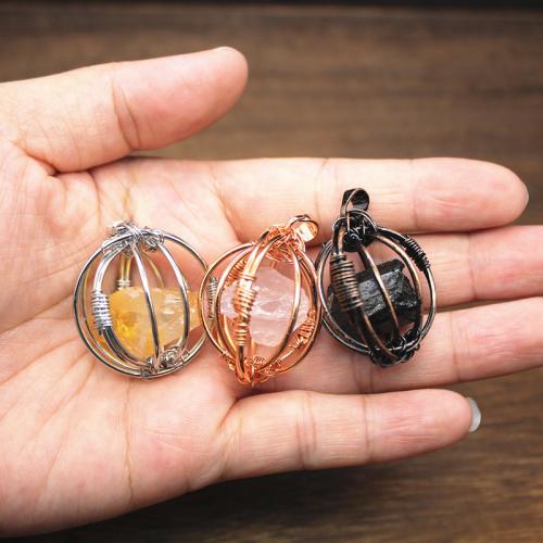 Gemstone Pendants Jewelry Natural Stone with Brass & Zinc Alloy DIY Sold By PC