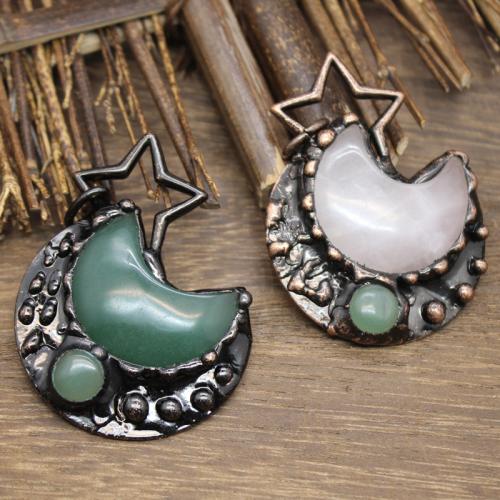 Gemstone Pendants Jewelry Natural Stone with Brass & Zinc Alloy DIY Sold By PC