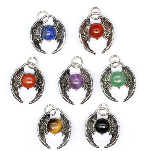 Gemstone Pendants Jewelry Natural Stone with Brass & Zinc Alloy DIY Sold By PC