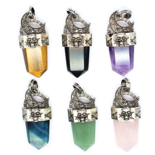 Gemstone Pendants Jewelry Natural Stone with Brass & Zinc Alloy DIY Sold By PC