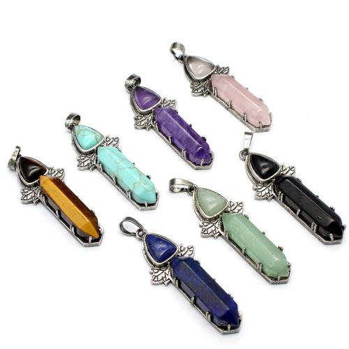 Gemstone Pendants Jewelry Natural Stone with Brass & Zinc Alloy DIY Sold By PC