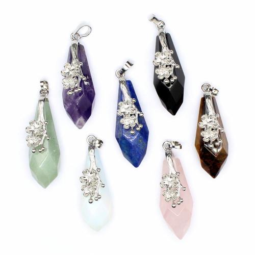 Gemstone Pendants Jewelry Natural Stone with Brass & Zinc Alloy DIY Sold By PC