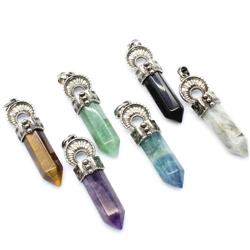 Gemstone Pendants Jewelry Natural Stone with Brass & Zinc Alloy DIY Sold By PC