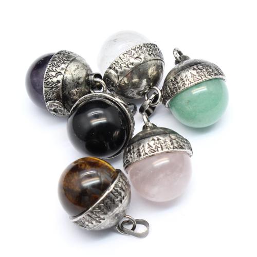 Gemstone Pendants Jewelry Natural Stone with Brass & Zinc Alloy DIY Sold By PC