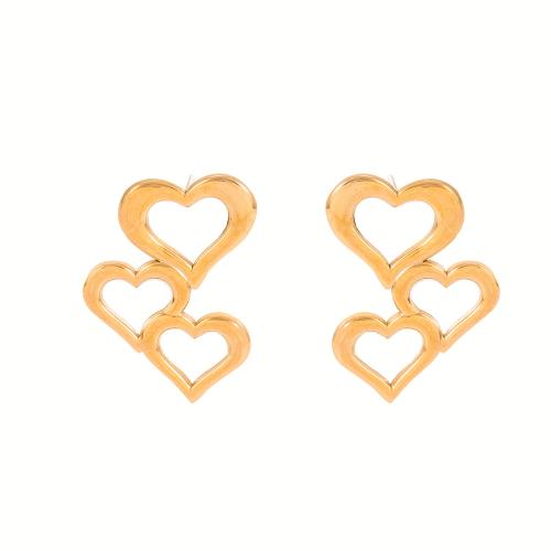 Stainless Steel Stud Earrings 304 Stainless Steel Heart plated fashion jewelry & for woman & hollow Sold By Pair