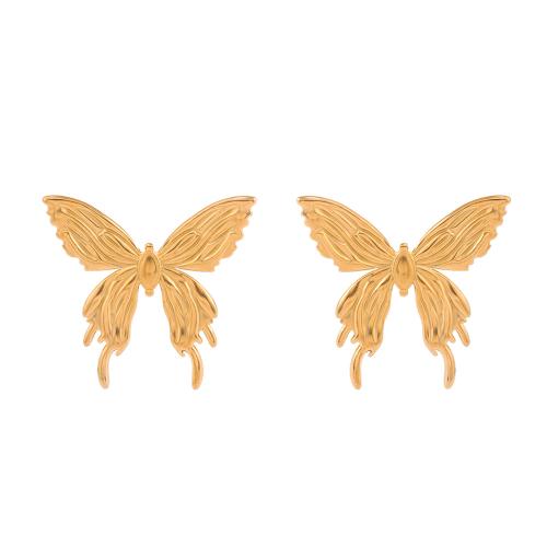 Stainless Steel Stud Earrings 304 Stainless Steel Butterfly plated fashion jewelry & for woman Sold By Pair