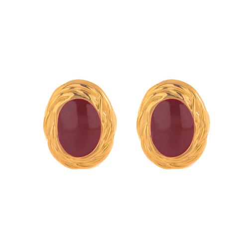 Boucle d'oreille de gaujon en acier inoxydable, Acier inoxydable 304, Plaqué or 18K, bijoux de mode & pour femme & émail, plus de couleurs à choisir, Vendu par paire