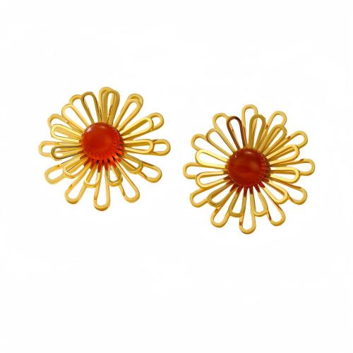 Boucle d'oreille de gaujon en acier inoxydable, Acier inoxydable 304, Plaqué or 18K, bijoux de mode & styles différents pour le choix & pour femme, Vendu par paire