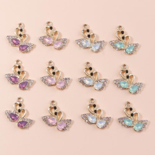 Zinc Alloy Rhinestone Pendants Swan plated DIY & with rhinestone Sold By Bag