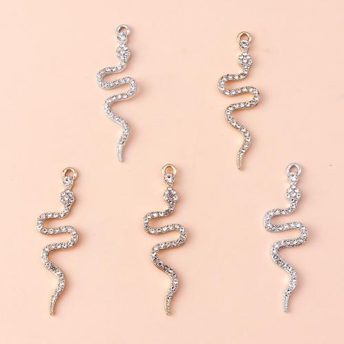 In lega di zinco animali pendenti, lega in zinco, Serpente, placcato, DIY & con strass, nessuno, 10PC/borsa, Venduto da borsa