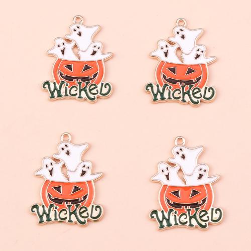 Zinc Alloy Enamel Pendants Pumpkin plated Halloween Design & DIY Sold By Bag