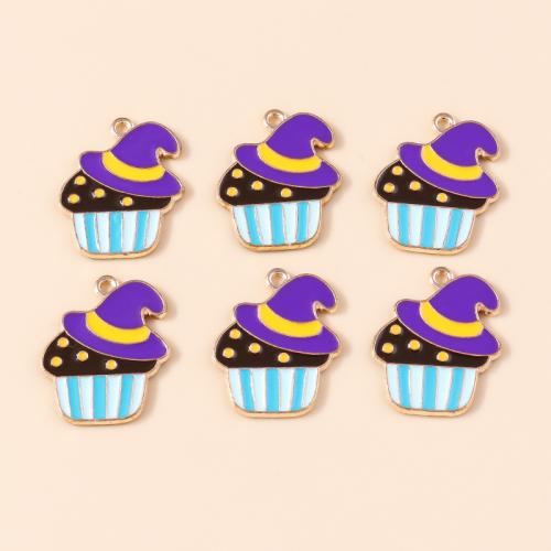 Zinc Alloy Enamel Pendants Cake plated Halloween Design & DIY Sold By Bag