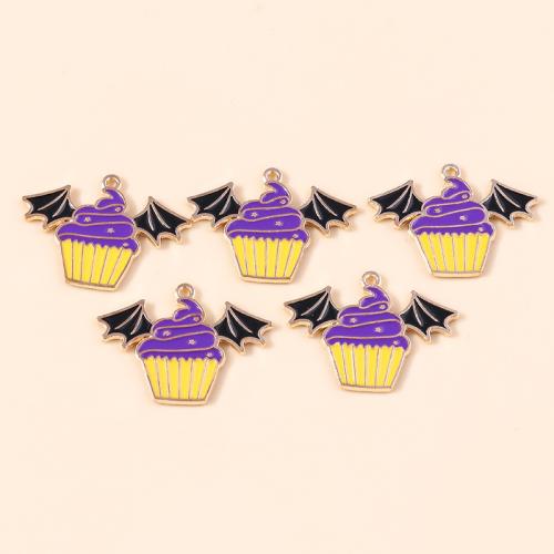 Zinc Alloy Enamel Pendants Cake plated Halloween Design & DIY Sold By Bag