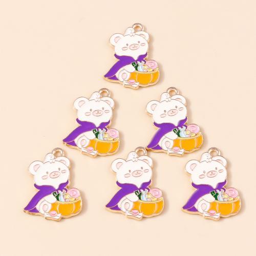 Zinc Alloy Enamel Pendants Bear plated Halloween Design & DIY Sold By Bag